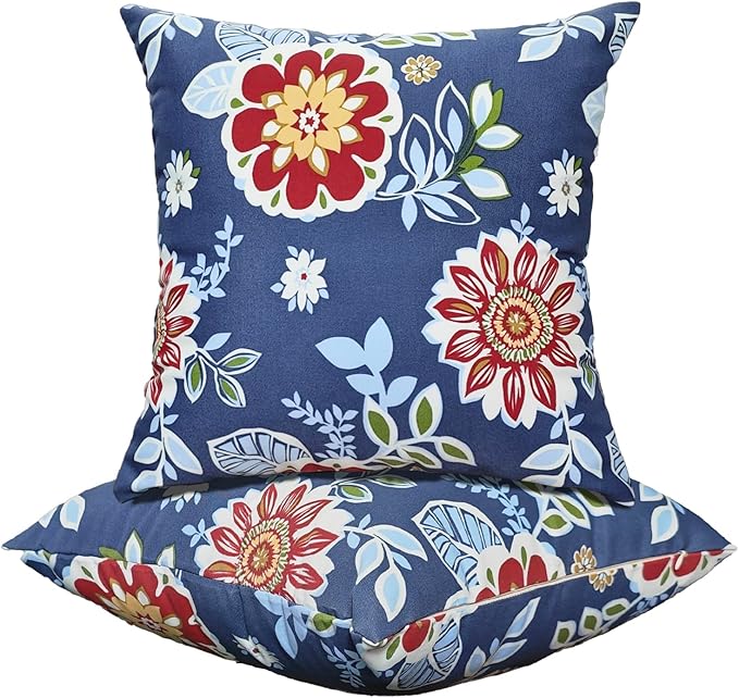 Outdoor Throw Pillows - Decorative Pillows with Insert Included Set of 2 Outdoor Pillows for Patio Furniture 18x18 Inch
