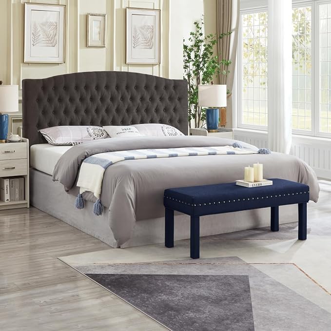 24KF Boucle Upholstered Tufted Button King Headboard and Comfortable Fashional Padded King/California King Size headboard,6025-K-Boucle-Dark Gray