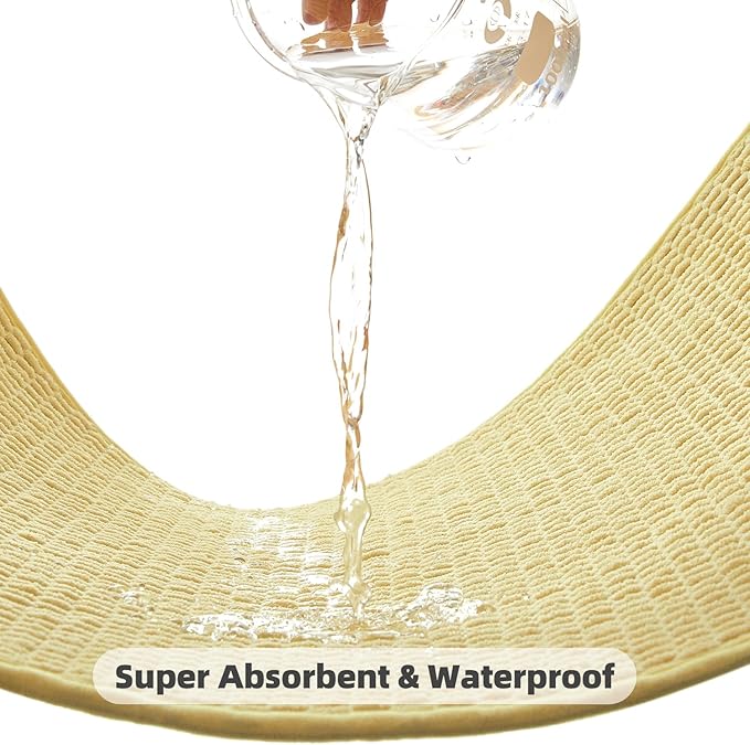 Bathroom Rugs Non Slip Washable, Super Absorbent Thin Bath Mat Quick Dry Low Pile Bathroom Rug, Yellow 24"x36"