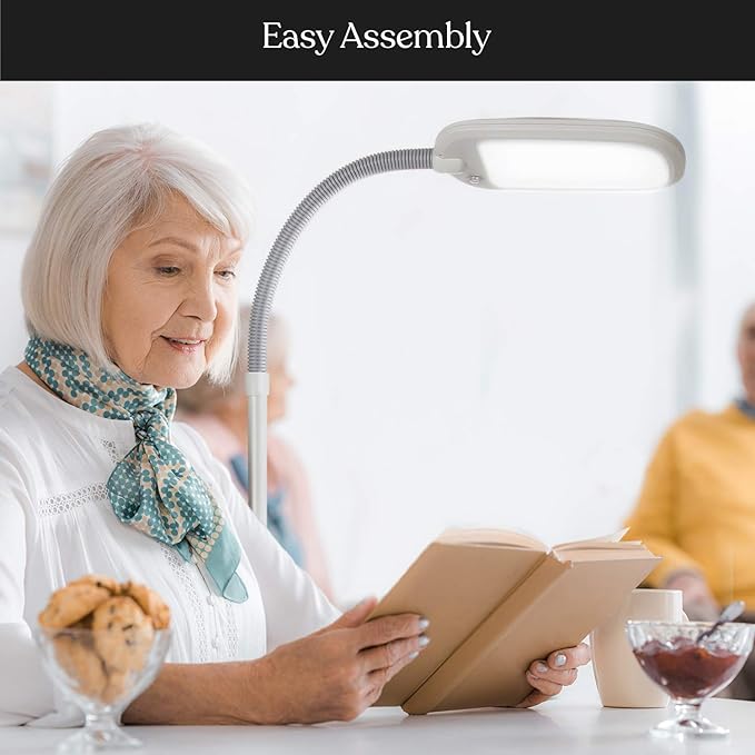 Brightech Litespan LED 2nd Edition Reading Floor Lamp with Cool, Soft & Warm White LED's - Built-in Dimmer - Adjustable Design Pivots in Any Direction - Energy Saving 12 Watts - Alpine White