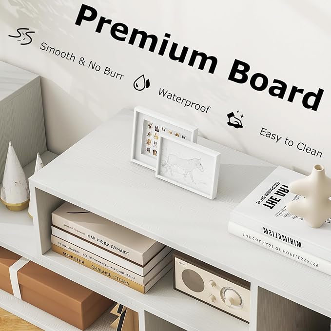 Tangkula 2 Pieces L-Shaped TV Stand, Free-Combination Entertainment Center for TVs up to 55 Inch, Modern TV Media Console Table with 4 Open Cubes, DIY Bookcase Shelf for Living Room (White, 2 pcs)