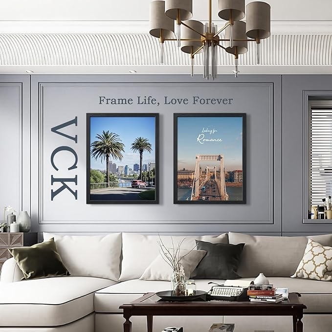 VCK 22x28 Poster Frame Set of 2 - Black, Solid Wood Picture Frame, Textured Exclusive Wall Gallery Frame