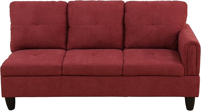 NicBex Sectional Couch 2 Pieces 66.5" L Sofa with Left Chaise Flannel L Shaped Cloud Couch for Living Room Furniture Sets with Cushion, Modular Sofa for Living Room & Small Apartment, Red