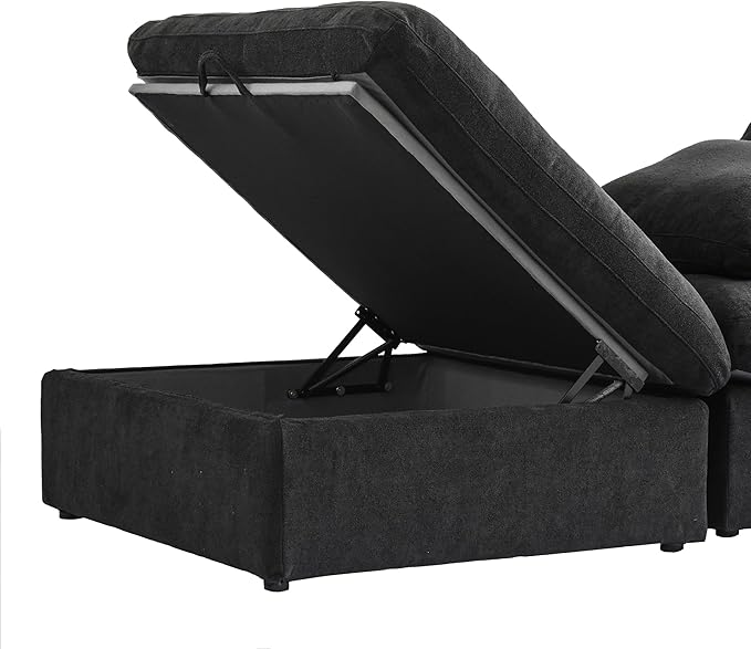 JACH V Shape Couch Sectional for Living Room, Modular Convertible Sofa, Couch Cushion Covers Removable, Cloud Sofas with Chaise Ottoman for Living Room, Bedroom, Apartment (Black)