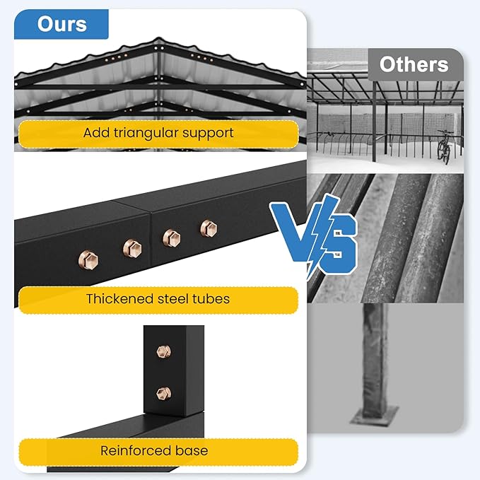 YOLENY Carport 20x40 FT, Heavy Duty Carport for Garage, Car Shelter with Galvanized Metal Roof and Frame, Easy to Install Outdoor Car Canopy, Expanding Garage Space for Pickup, 2 Cars, Gray