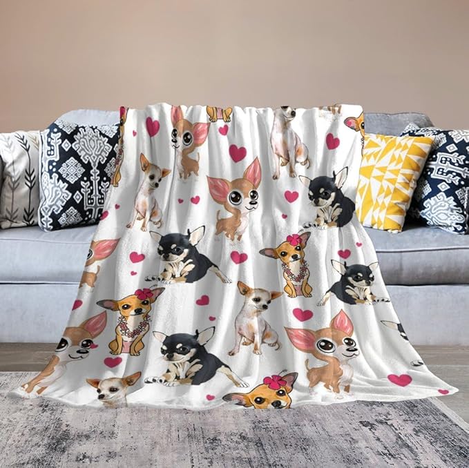 Chihuahua Dog Blanket Chihuahua Gifts for Girls Women Chihuahua Lovers Chihuahua Throw Blanket Kids Adults Soft Warm Cozy Fleece Blanket for Couch Sofa Bed 50""x60"", Dogs D1