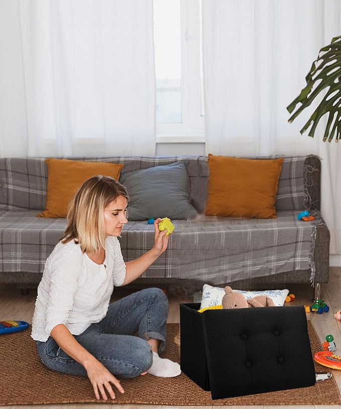 Ottoman Storage Ottoman Foot Rest Stool Foldable Bench with Storage Student Dormitory Bedroom and Entryway 17 X 13 X 13