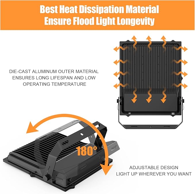 240W LED Flood Light 33600LM Super Bright Outdoor 5000K Security Lights ETL Listed 100-277V Waterproof Commercial Street Area Lighting for Garage Yard Parking Lot