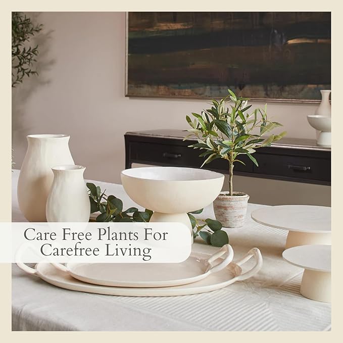 CG Hunter Faux Rosemary Plant & Olive Topiary, Set-of-2 Premium Artificial Indoor Plants, Enhances Interior Design, Lifelike-Leaves Create Realistic Natural Appearance, Grey Planter Pot Included