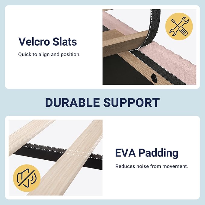 Allewie Queen Size Bed Frame with Upholstered Wingback Headboard, Vertical Channel Tufted Corduroy Velvet Platform Bed, Strong Wooden Slats Support, No Box Spring Needed, Easy Assembly, Light Pink