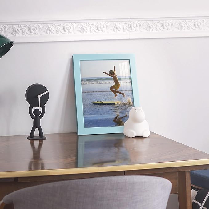 Renditions Gallery 8x10 inch Picture Frame High-end Modern Style, Made of Solid Wood and High Definition Glass Ready for Wall and Tabletop Photo Display, Blue Frame