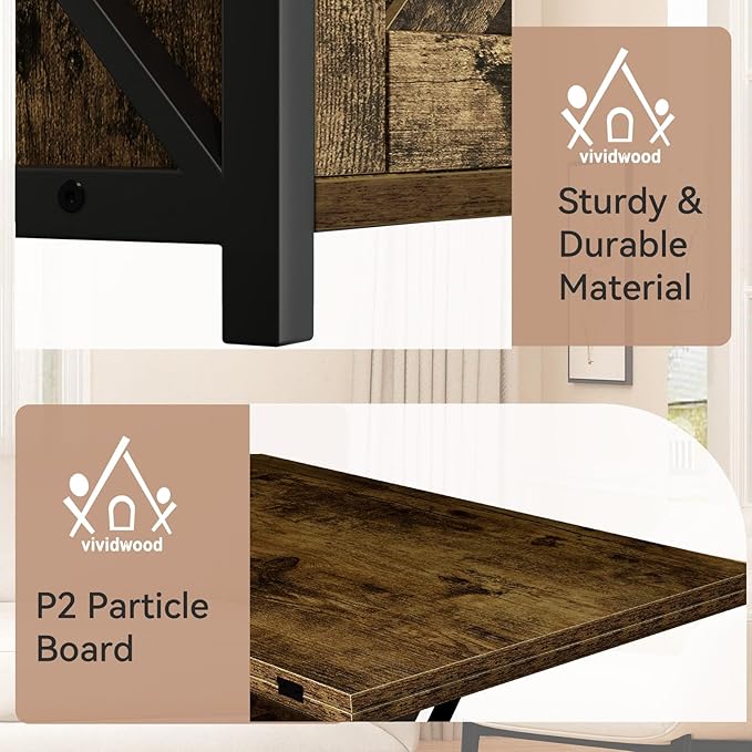 Lift Top Coffee Table with Storage and Sliding Door, 4 in 1 Multi-Function Convertible Tea Table with Hidden Compartment, Farmhouse Center Table with Wood Lift Tabletop for Living Room Brown