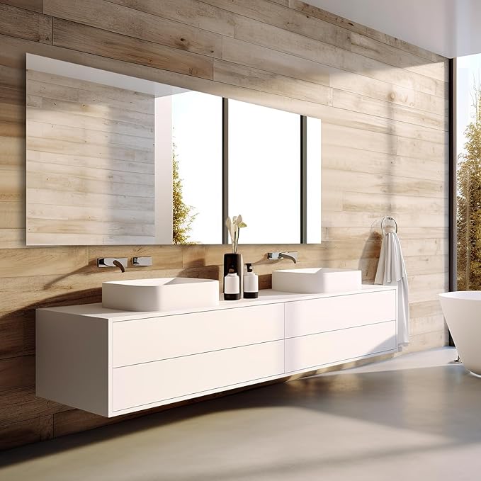 Mirrorons Large Vanity Mirror 72" x 36", Bathroom Vanity Mirror with Frameless Polished Edge, Hangs Horizontally or Vertically. Upgraded Shatterproof Bathroom Mirrors for Wall.