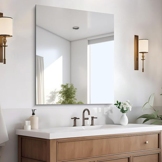 Frameless Mirror, 30x36 inch Rectangle Bathroom Mirror for Wall, Upgraded Shatterproof Vanity Mirror with Polished Edge for Bathroom,Bedroom,Living Room and Entryway