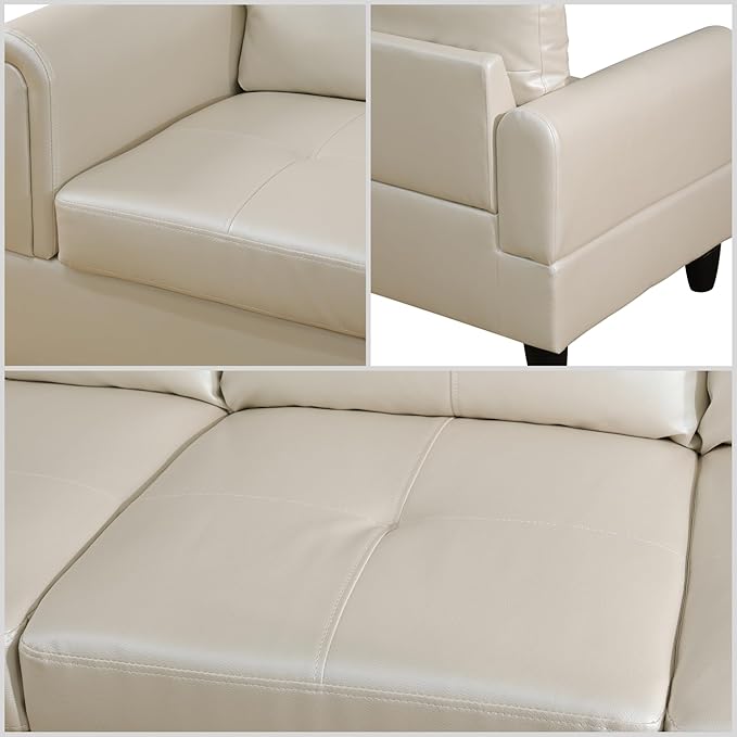 L Shaped Couch, Modular Sectional Sofa with Chaise, Modern Modular Sofas Furniture Sofa Couches for Living Room/Apartment/Office/Bedroom, Pearl White