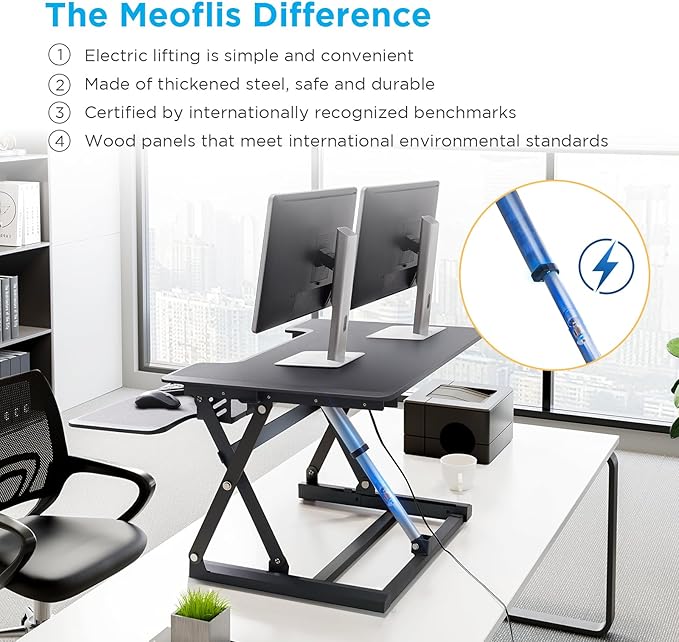 36" Electric Standing Desk Converter, Dyropcurv Series Height Adjustable Computer Desk Ergonomic Home Office Desk for Adults, Sit to Stand Desk with Quiet Motor, Dark Gray