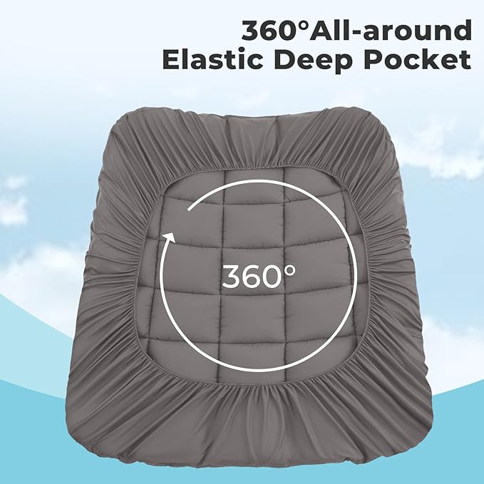 OLANLY Dual-Layer 4 Inch Full Size Memory Foam Mattress Topper for Back Pain, 2 Inch Cooling Pillow Top Mattress Pad Cover and 2 Inch Gel Memory Foam Topper, Deep Elastic Pocket, Light Grey