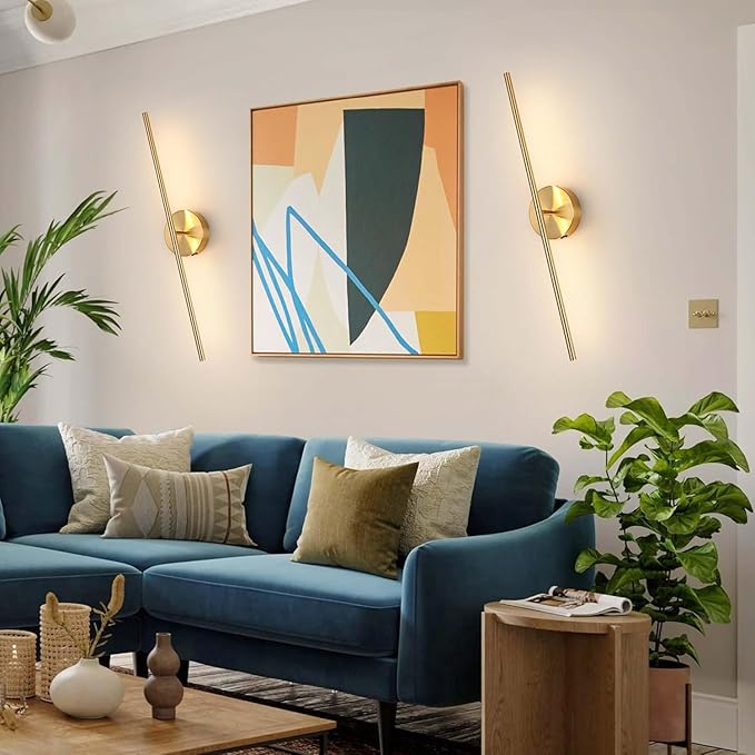 Wireless USB Rechargeable LED Wall Sconce Light (Set of Two), Cordless Dimmable 3-Light Option, 360⁰ Rotateable with Remote Control for Bedroom, Bathroom, Living Room & Hallway (Gold)