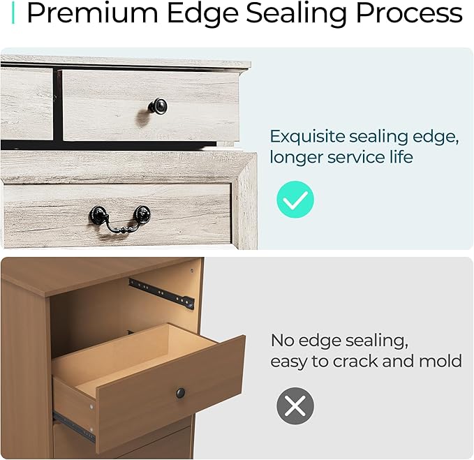 LINSY HOME Farmhouse 9 Drawers Dresser for Bedroom, Wood Bedroom Dresser Wide Chest of Drawers, French Country Storage Double Dressers Organizer for Closet, Living Room, Beige