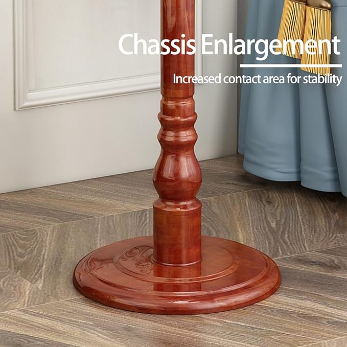 Wooden Coat Rack, Heavy Duty Coat Rack Freestanding with 11 Smooth Hooks, Coat Tree, Vintage Clothes Hanger Stand with Stable Disc Base for Bedroom, Entryway, Office-Load 180lbs (Light Brown)