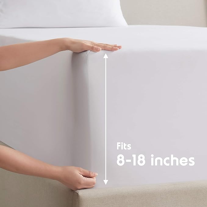 Nestl Queen Sheet Set - Luxury 1800 Ultra-Soft Microfiber Bed Sheets - Double Brushed - Deep Pockets - Easy Fit - 4 Piece Set - Bedding Sheets & Pillowcases (Queen, White)