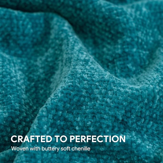 RECYCO Throw Blanket Soft Cozy Chenille Throw Blanket with Fringe Tassel for Couch Sofa Chair Bed Living Room (Teal, 60'' x 80'')