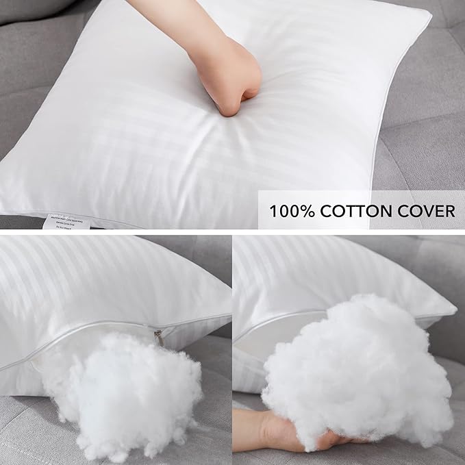 Oubonun 28 x 28 Throw Pillow Inserts, Firm and Fluffy Decorative Square Pillows for Couch Bed Sofa with Soft Cotton Cover White Cushion with Down Alternative Pack of 2