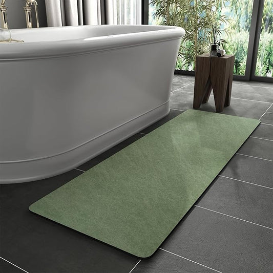 MontVoo -Bath Mat Rug-Rubber Backing Non Slip Quick Dry Absorbent Thin Bathroom Rugs Fit Under Door-Faux Suede Surface Bathroom Floor Mats-Shower Rug for in Front of Bathtub Shower Sage Green 24"X70"