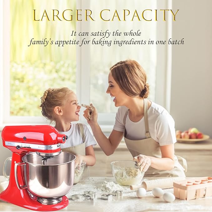 5.5 Quart Stainless Steel Mixer Bowl for KitchenAid Stand Mixers, Compatible with 4.5 & 5 QT Kitchen Aid Tilt-Head Mixers, KitchenAid Mixer Accessories&Replacement Bowl