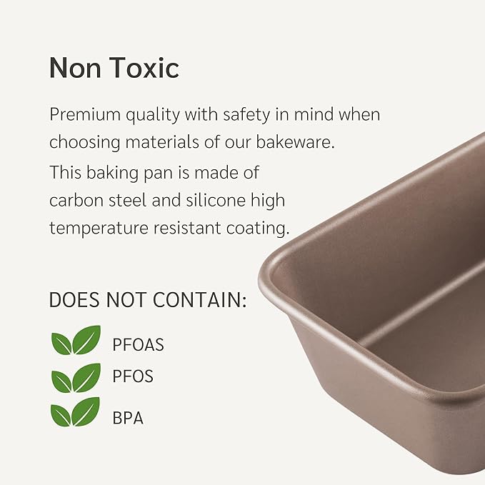 Baking Basics Premium PFOA free Nonstick Baking Pans Bundle of 4 items: 10x15 in Baking Sheets 2-Pack, Loaf Pan, Muffin Pan | Nont Toxic Quality Bakeware
