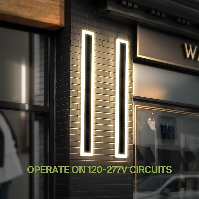 ASD LED 72" Long Wall Mount Light Fixture, Outdoor & Indoor Linear Sconce | 3CCT, Dimmable, Waterproof, Anti-Rust, ETL Listed | 40W 3570LM 3000-5000K 100-277V | Exterior Porch Lighting | Black, 2 Pack