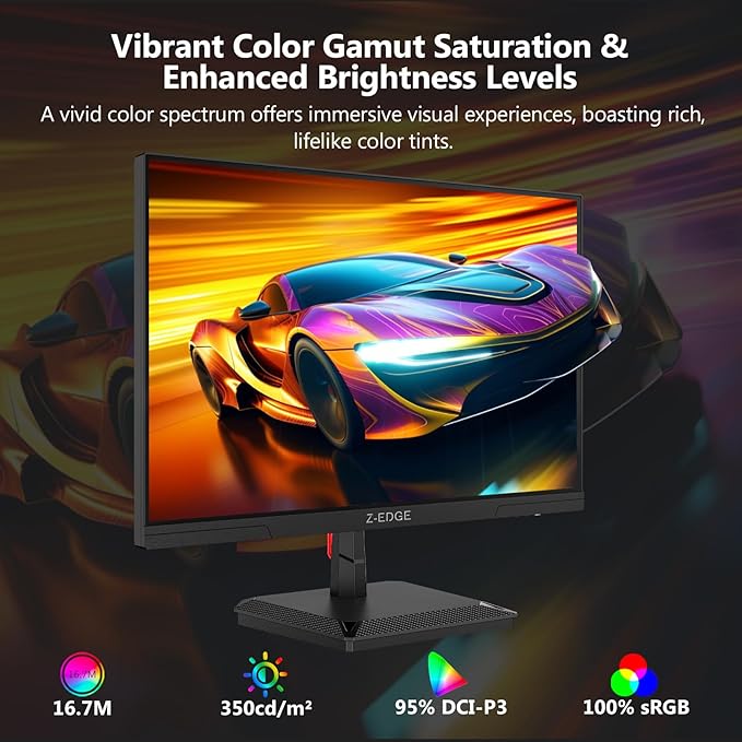 Z-Edge 27 inch Gaming Monitor 320Hz 300Hz, 2K QHD 1440P Fast IPS Monitor, G27IS 1ms MPRT Refresh Rate, sRGB 99%, Shadow Balance, PIP/PBP, HDMI 2.1x2, DP 1.4x2