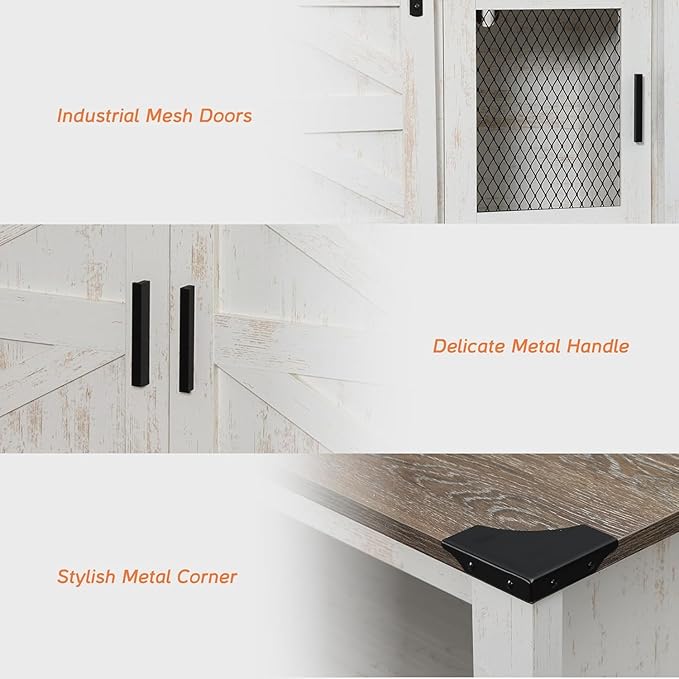 WAMPAT TV Stand Set for 85 inch TV with Charging Station, 3 in 1 Wood Entertainment Center TV Console Table for Living Room, Antique Oak