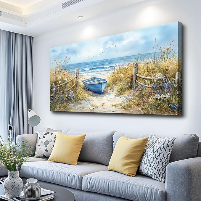 PHAOHUAXM Large Canvas Wall Art For Living Room Bedroom Wall Decor Home Office Beach And Ocean Landscape Painting Room Bathroom Dining Room Prints Artwork Picture Wall Home Decoration 20x40 In