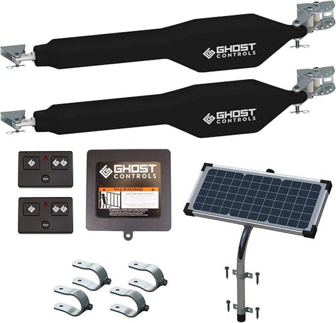 Ghost Controls TDS2XP Heavy-Duty Solar Dual Automatic Gate Opener Kit for Swing Gates Up to 20 Feet