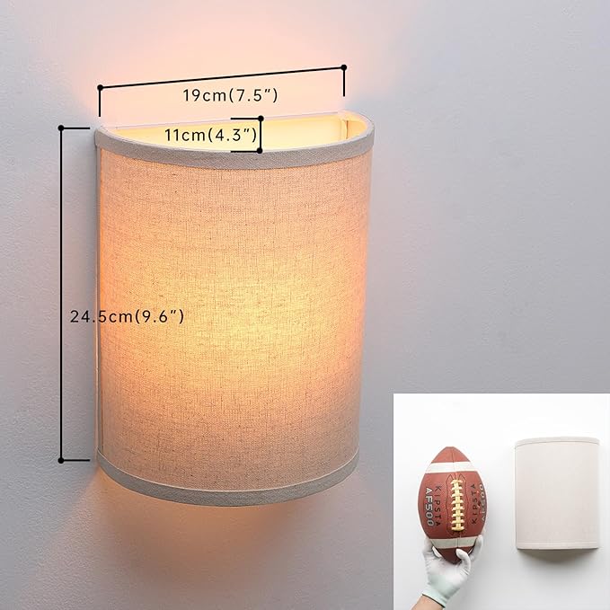 Wall Sconce Lighting Linen Fabric Decor, Industrial Vintage Night Light Wall Lamp Fixture with Fabric Shade for Bedroom Living Room Hallway Corridor