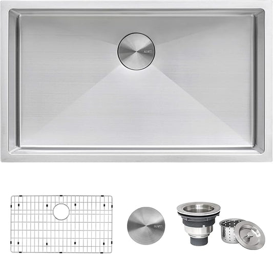 Ruvati 35-inch Undermount 16 Gauge Rounded Corners Large Kitchen Sink Stainless Steel Single Bowl - RVH7466