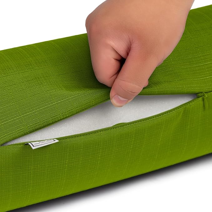 Sherry Kline Sunrise Indoor/Outdoor Neck Bolster Corded Edge Filled Pillow Kiwi 6"x18" Set of 2