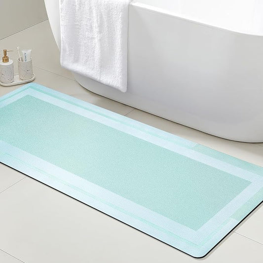 Ultra Thin Bath Mats Fit Under Door, Upgrade Backing Non Slip Bath Mat, Quick Dry Ultra Absorbent Bath Mat, Machine Washable Bathroom Rugs for Bathroom Floor, Bathtub, Kitchen, Sage Green, 48"x20"
