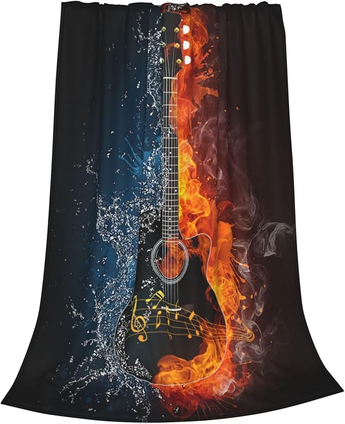 Guitar Blanket Guitar Throw Blanket Soft Fleece Flannel Bedding Rock Roll Music Gifts for Men Guitarist Boys Women Girls Lovers Adults Stuff Plush for Couch Sofa Bed Room Decor 50"X60"