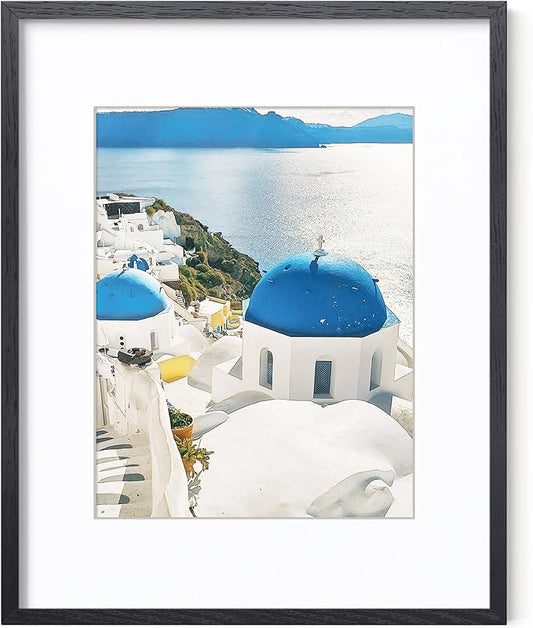 Axeman 16x20 Picture Frame with Mat for 11x14, Solid Oak Wood Poster Frame with Tempered Glass for Home Decor, Wooden 16x20inch Photo Frame for Art Photo and Prints, Wall Hook Included, Black