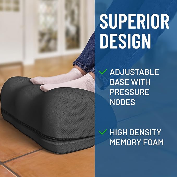 Everlasting Comfort Adjustable Cloud Foot Rest for Under Desk at Work with Pressure Point Nodes - Comfortable Memory Foam Office Foot Stool & Under Desk Pillow for Gaming & Home Accessories