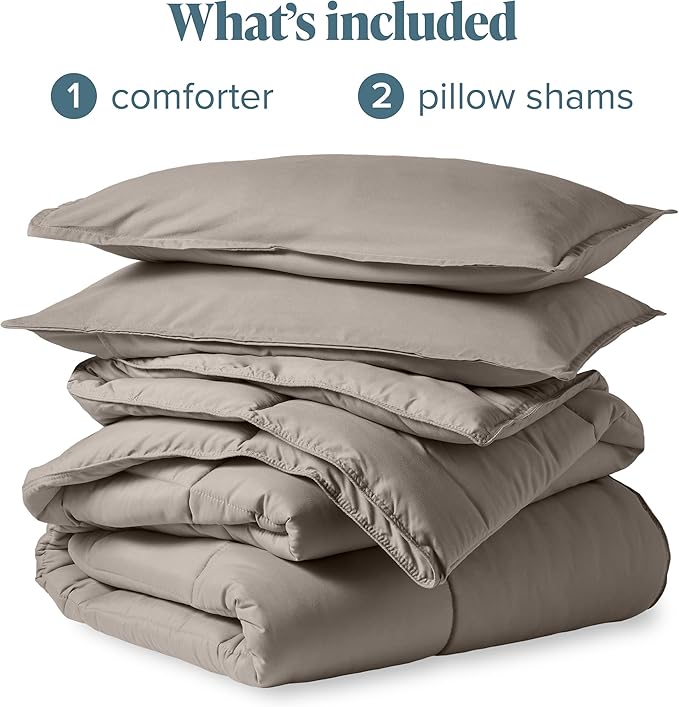 Bare Home Comforter Set - King/California King Size - Ultra-Soft - Goose Down Alternative - Premium 1800 Series - All Season Warmth (King/Cal King, Khaki)