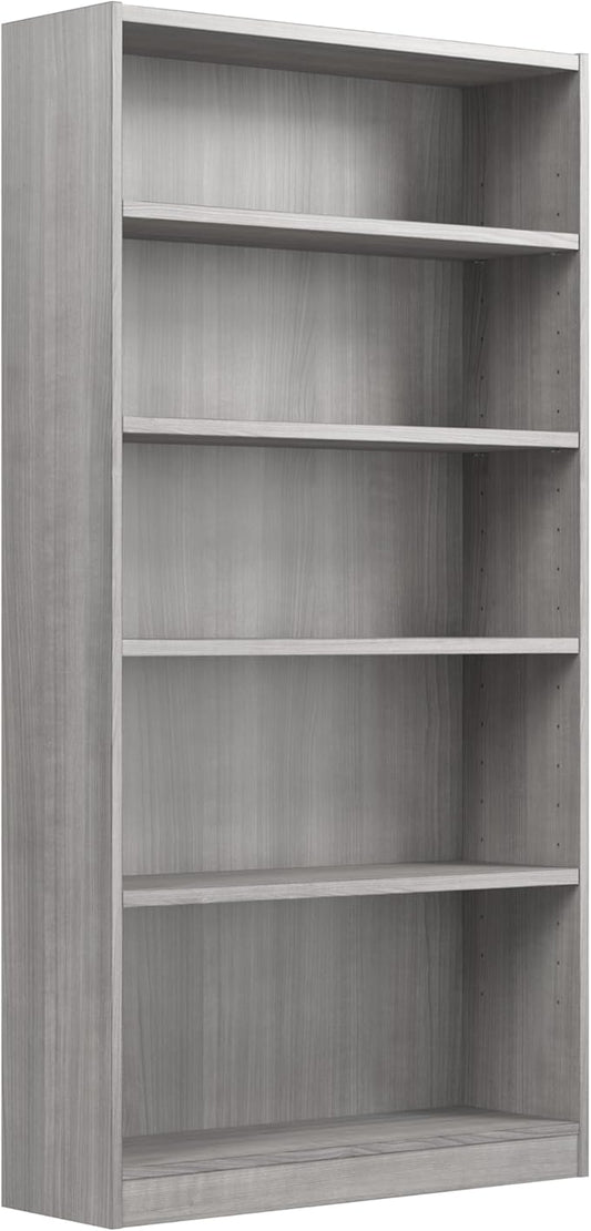 Bush Home Universal Tall 5 Shelf Bookcase in Platinum Gray, Vertical Storage and Display Bookshelf for Home Office or Living Room Organization