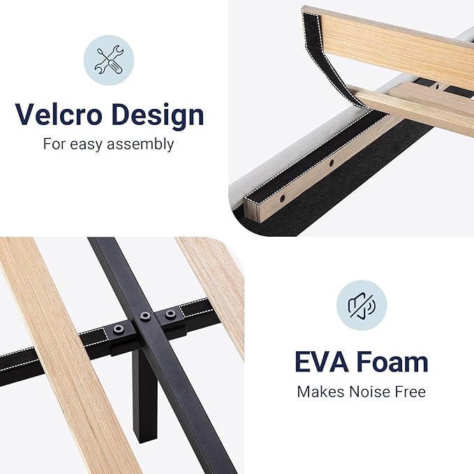 Allewie Full Size Platform Bed Frame with Velvet Upholstered Headboard and Wooden Slats Support, Fully Upholstered Mattress Foundation/No Box Spring Needed/Easy Assembly, White