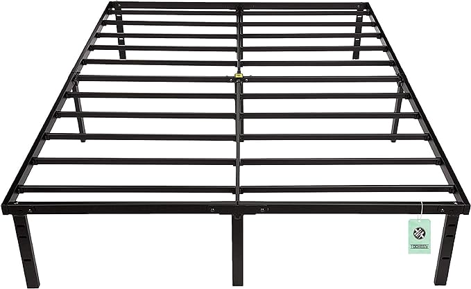 Amazon Basics Sturdy Heavy-Duty Non-Slip Platform Bed Frame King Size Storage, Steel Slat Support, Noise Free, Easy Assembly, 14 Inch Black