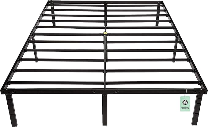 Amazon Basics Sturdy Heavy-Duty Non-Slip Platform Bed Frame Full Size Storage, Steel Slat Support, Noise Free, Easy Assembly, 14 Inch Black