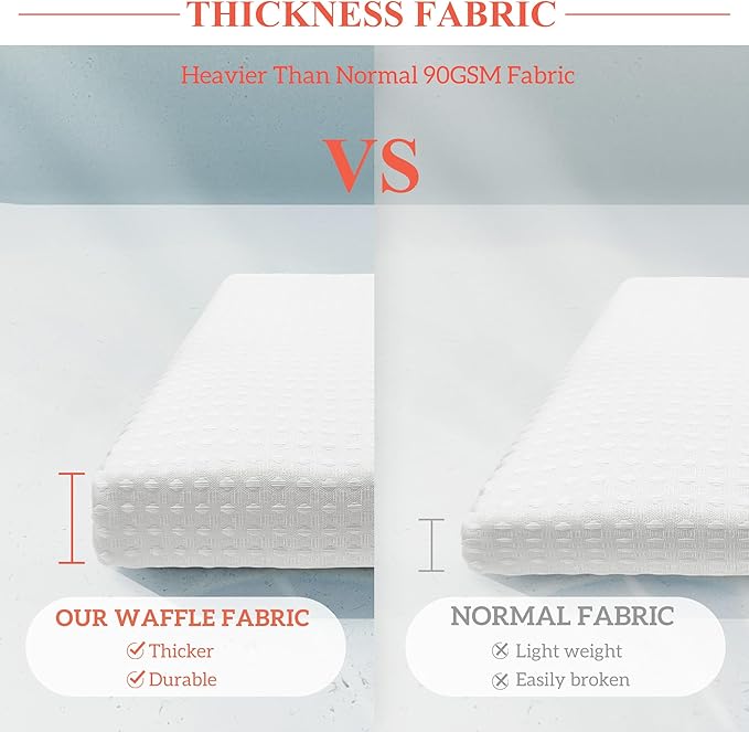 Barossa Design Waffle Weave White Shower Curtain Hotel Luxury Quality, Fabric Shower Curtains for Bathroom, Pique Pattern Cloth, Water Repellent and Machine Washable, Standard Size 71" x 72"