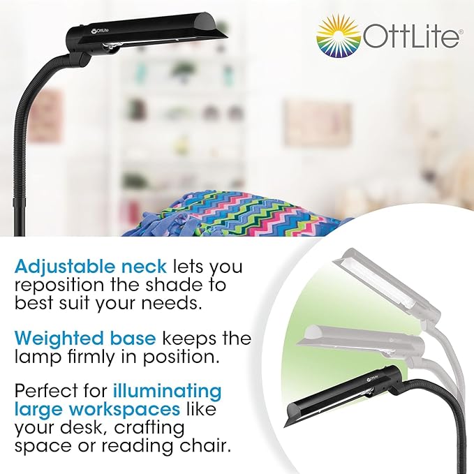OttLite 18W WingShade Adjustable Floor Lamp for Crafts, Tasks, Office, Living Room, Sewings and Arts