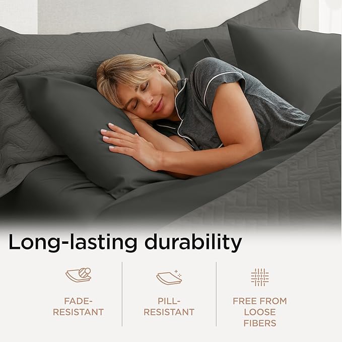 Threadmill Luxury 800 Thread Count King 100% Cotton Sheets - Dark Grey Sateen Weave Bed-Sheets, Better Than Egyptian Cotton,4 Pc Solid Soft Bedding Set, Fits 16" Deep Pocket